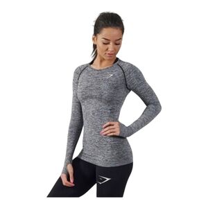 NWOT GymShark Seamless Long Sleeve Top CHARCOAL